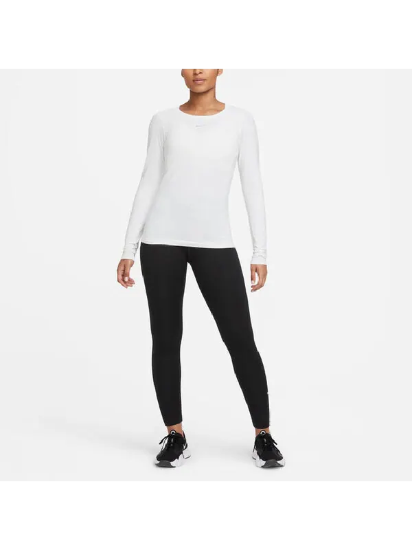 Футболка (WMNS) Nike Dri-FIT Swoosh Long Sleeves T-shirt 'Black' — изображение 3 из 3, черный/белый