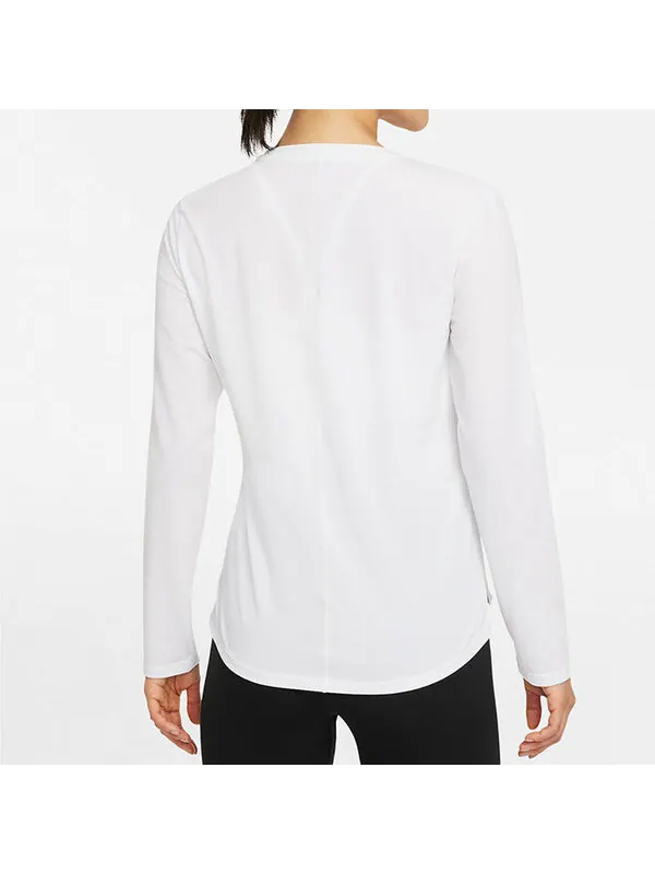 Футболка (WMNS) Nike Solid Color Training Sports Breathable Long Sleeves White — изображение 4 из 4, белый