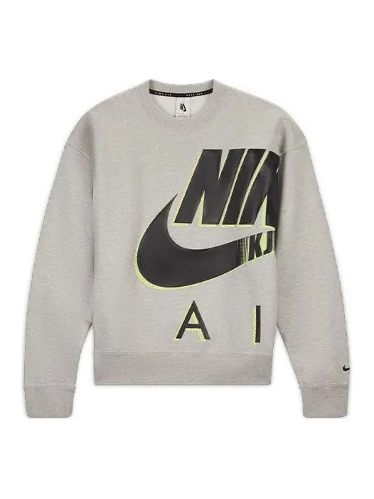 Толстовка Nike Air x Kim Jones Crossover Logo Printing Fleece Round Neck US Edition Couple Style — изображение 1 из 4, серый