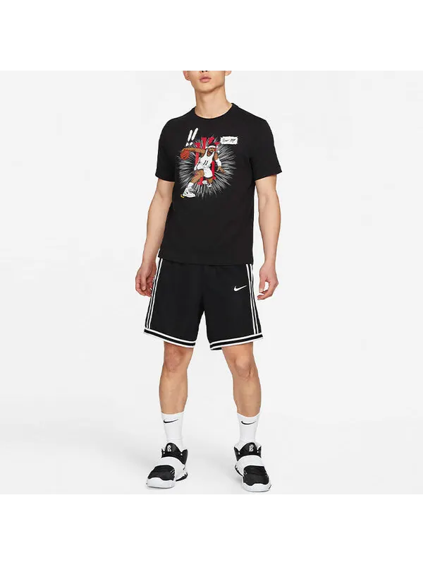Футболка men's kyrie logo basketball sports printing round neck short sleeve black t-shirt Nike — изображение 3 из 4, черный