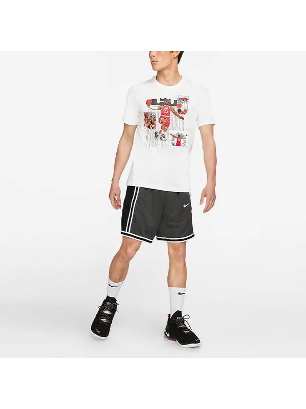 Футболка Men's Nike Cartoon Lebron James Shooting Printing Sports Round Neck Short Sleeve White — изображение 3 из 3, белый
