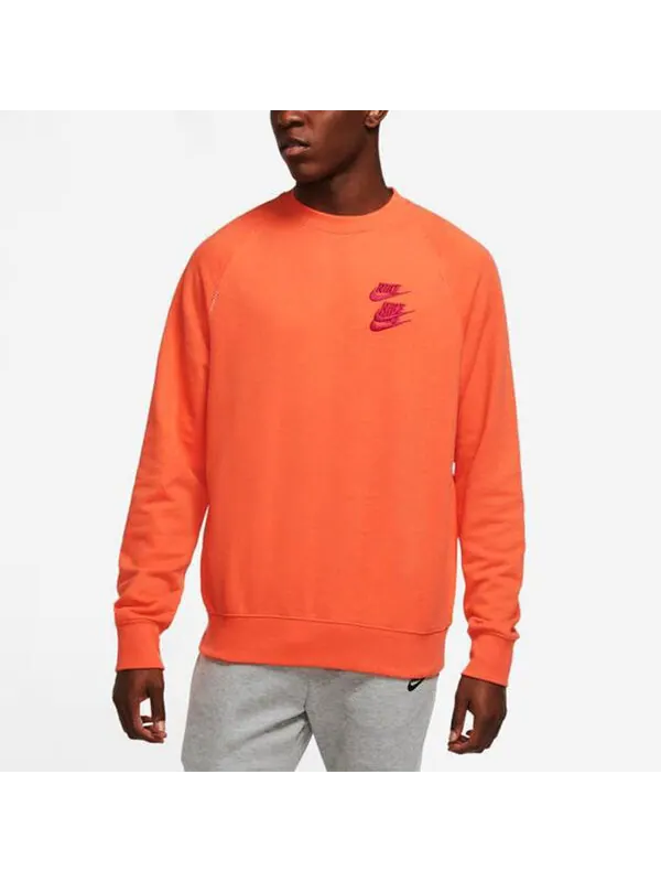 Толстовка Nike As M Nsw Ft Crw Wtour Embroidered Pattern Round Neck Long Sleeves Orange — изображение 3 из 4, оранжевый