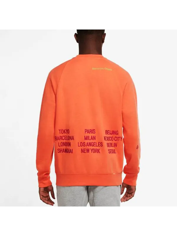 Толстовка Nike As M Nsw Ft Crw Wtour Embroidered Pattern Round Neck Long Sleeves Orange — изображение 4 из 4, оранжевый