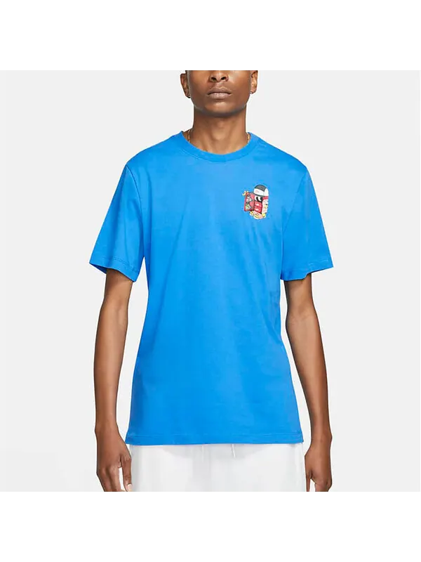 Футболка Nike Sportswear Shoe Printing Sports Round Neck Short Sleeve Blue — изображение 3 из 4, синий