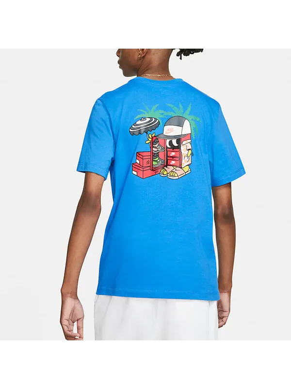 Футболка Nike Sportswear Shoe Printing Sports Round Neck Short Sleeve Blue — изображение 4 из 4, синий