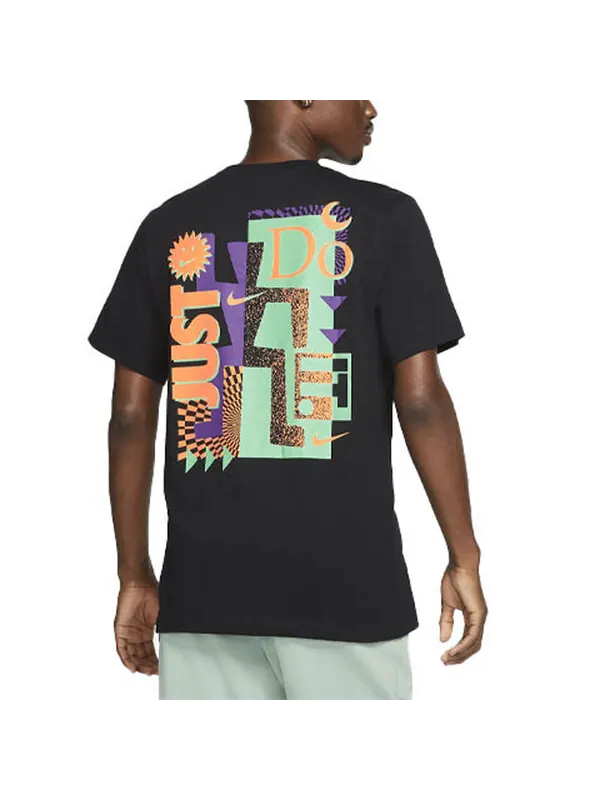 Футболка Men's Nike Contrasting Colors Large Logo Casual Sports Round Neck Short Sleeve Black — изображение 4 из 4, мульти
