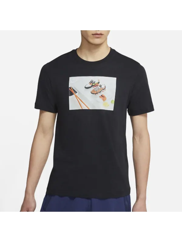 Футболка printing sports round neck short sleeve black Nike — изображение 3 из 4, черный