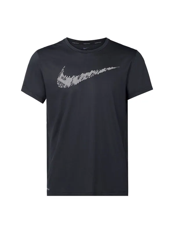 Футболка stripe logo printing training sports short sleeve black Nike — изображение 1 из 4, черный