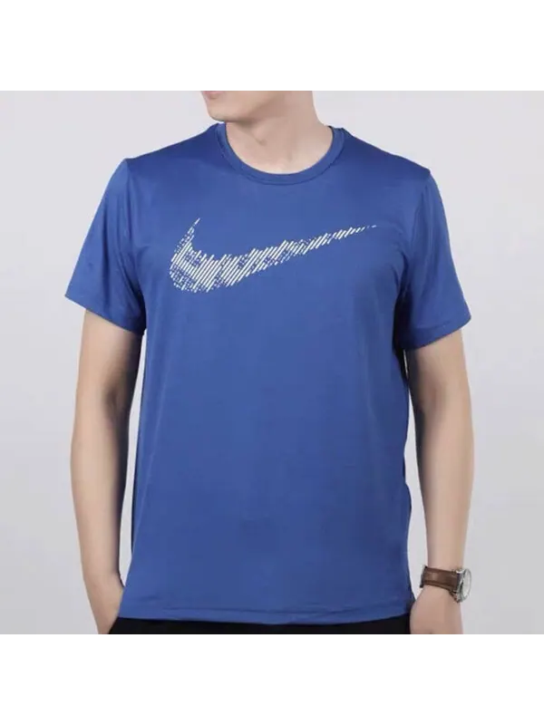 Футболка Men's Nike Stripe Logo Printing Training Sports Short Sleeve Blue T-Shirt — изображение 2 из 3, мульти