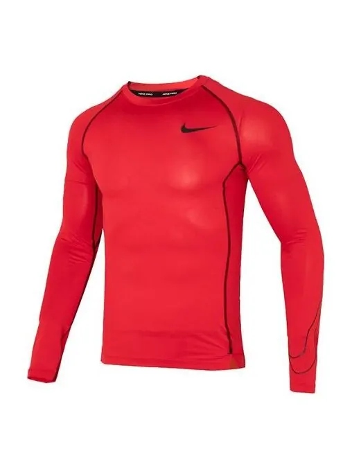 Футболка Nike Pro Dri-FIT Tight-Fit Long-Sleeve T-Shirt 'Red' — изображение 1 из 4, красный