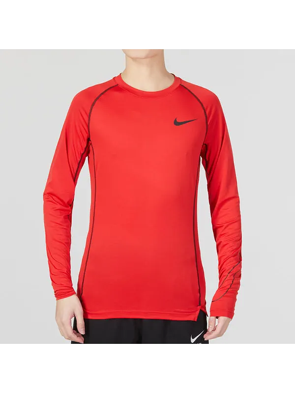 Футболка Nike Pro Dri-FIT Tight-Fit Long-Sleeve T-Shirt 'Red' — изображение 3 из 4, красный
