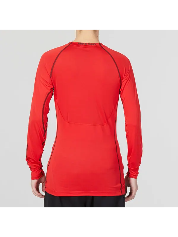 Футболка Nike Pro Dri-FIT Tight-Fit Long-Sleeve T-Shirt 'Red' — изображение 4 из 4, красный