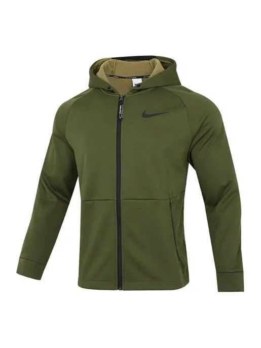 Куртка Nike Pro Therma-FIT Fleece Stay Warm Sports Training Hooded Jacket Green — изображение 1 из 4, зеленый