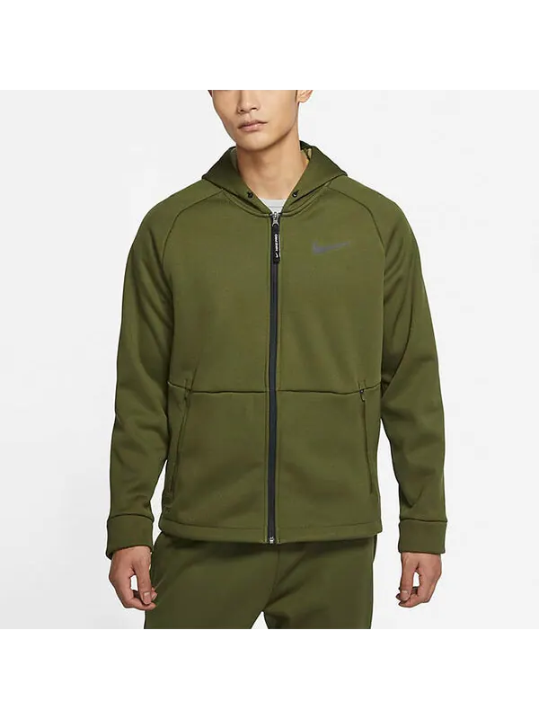 Куртка Nike Pro Therma-FIT Fleece Stay Warm Sports Training Hooded Jacket Green — изображение 3 из 4, зеленый