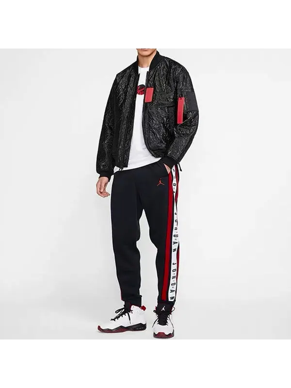 Спортивные штаны Air Jordan Logo Splicing Fleece Lined Stay Warm Bundle Feet Sweatpants Winter — изображение 4 из 4, черный