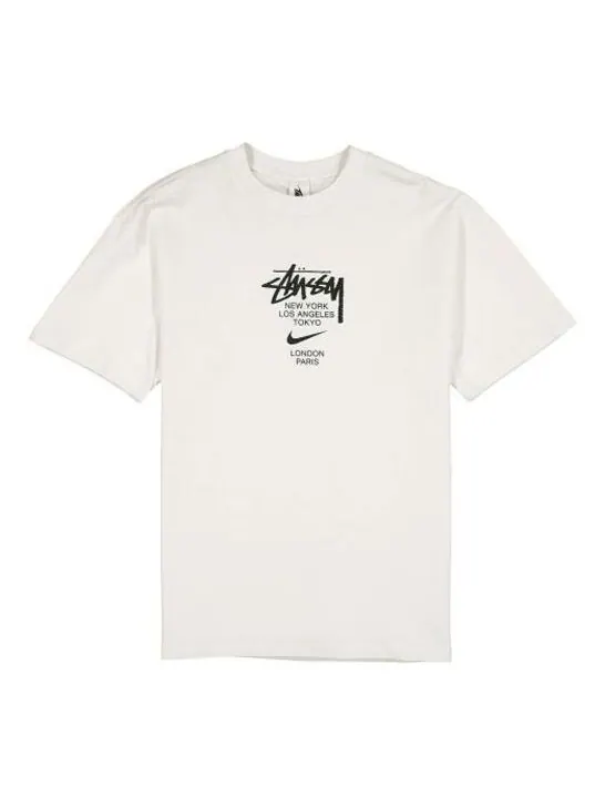 Футболка x stussy crossover logo round neck pullover sweatshirt 'white' Nike — изображение 1 из 4, белый