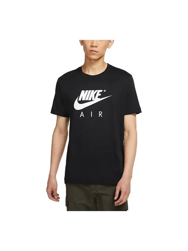 Футболка men's air large logo printing sports round neck short sleeve black t-shirt Nike — изображение 1 из 3, черный