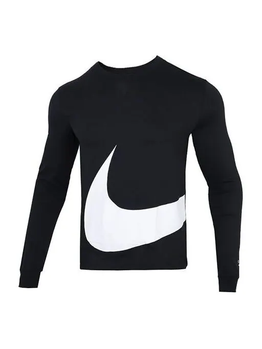Футболка men's sportswear contrasting colors large logo round neck sports long sleeves black Nike — изображение 1 из 4