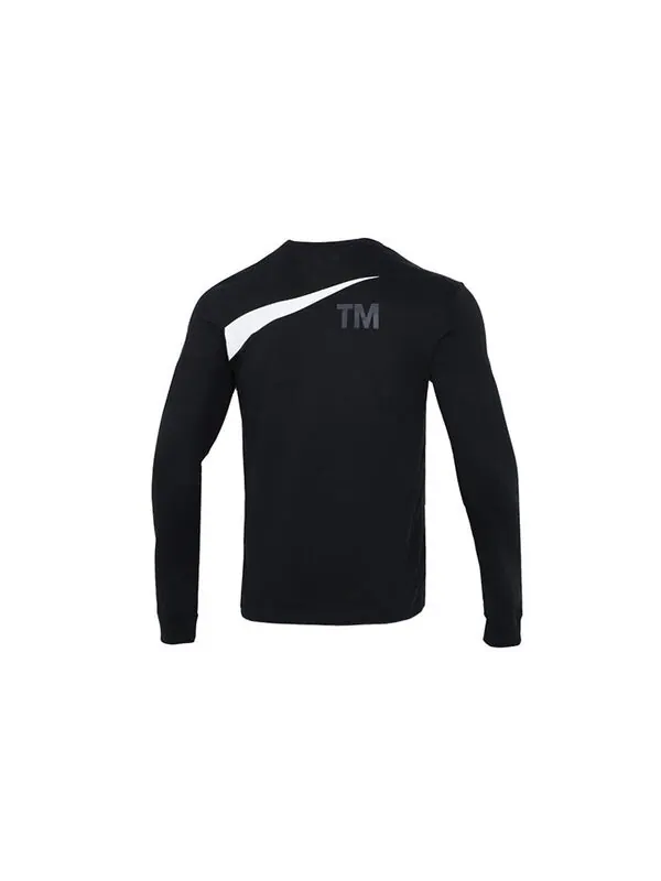 Футболка men's sportswear contrasting colors large logo round neck sports long sleeves black Nike — изображение 2 из 4