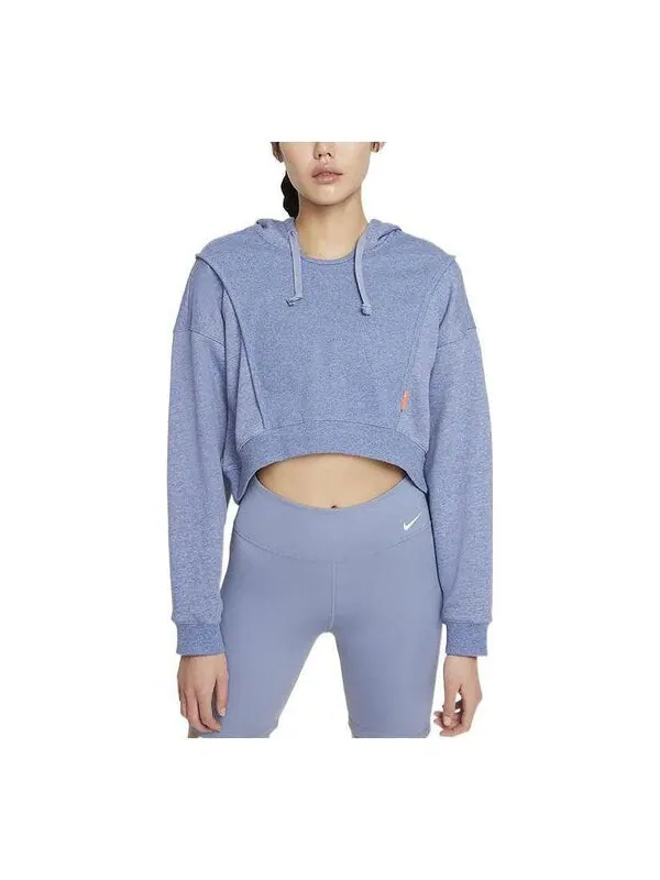 Толстовка с капюшоном dri fit укороченная тренировочная толстовка Nike — изображение 1 из 2, синий