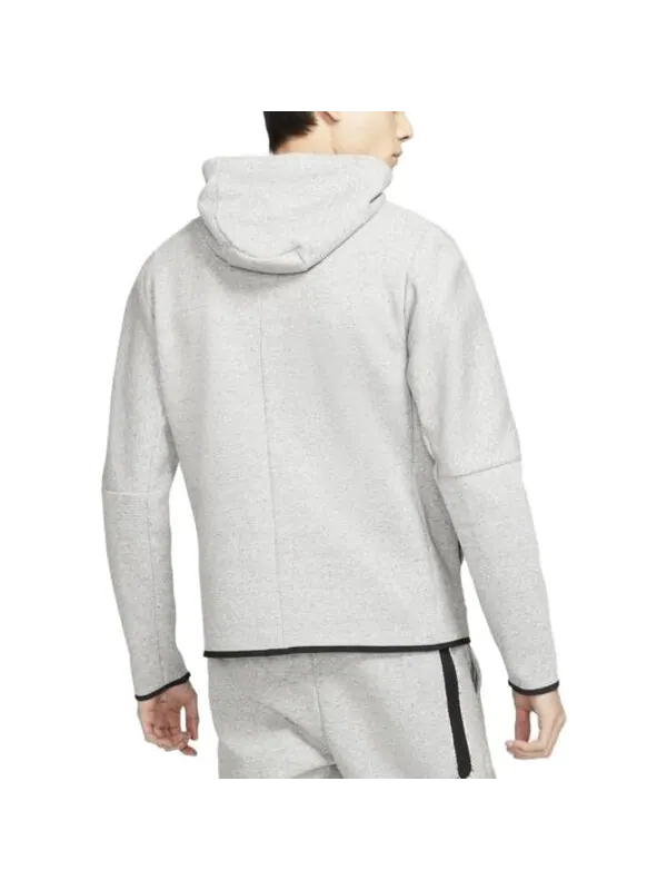 Толстовка Nike Sportswear Tech Fleece Full Zip Hoodie 'Heather Grey' — изображение 2 из 4, серый/черный
