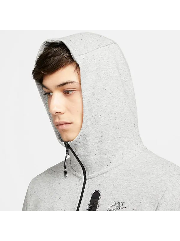 Толстовка Nike Sportswear Tech Fleece Full Zip Hoodie 'Heather Grey' — изображение 4 из 4, серый/черный