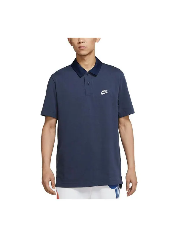 Футболка men's sportswear athleisure casual sports rugby short sleeve lapel navy blue polo shirt Nike — изображение 1 из 3