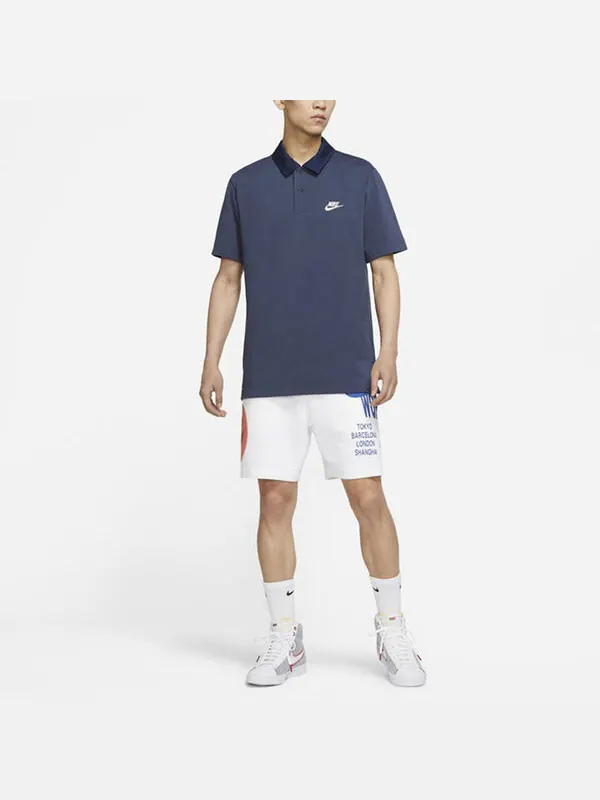 Футболка men's sportswear athleisure casual sports rugby short sleeve lapel navy blue polo shirt Nike — изображение 3 из 3