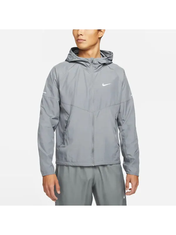 Куртка Men's Nike As Nk Rpl Miler Jkt Reflective Logo Printing Woven Sports Hooded Jacket Gray — изображение 4 из 4, серый