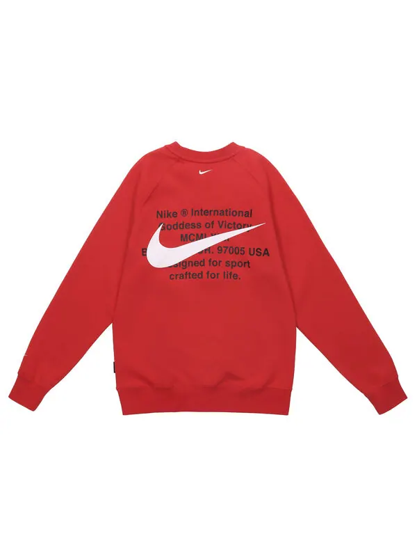 Толстовка Nike Embroidered Fleece Lined Stay Warm Round Neck Pullover Red — изображение 2 из 4, красный