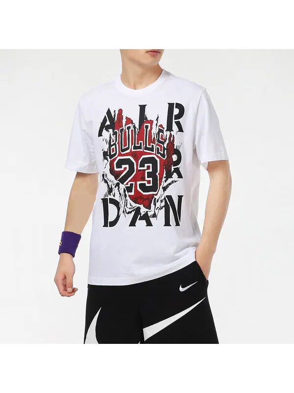 Футболка Air Jordan Aj5 '85 Printed Crew Neck Short-sleeved Men's White — изображение 3 из 4, белый