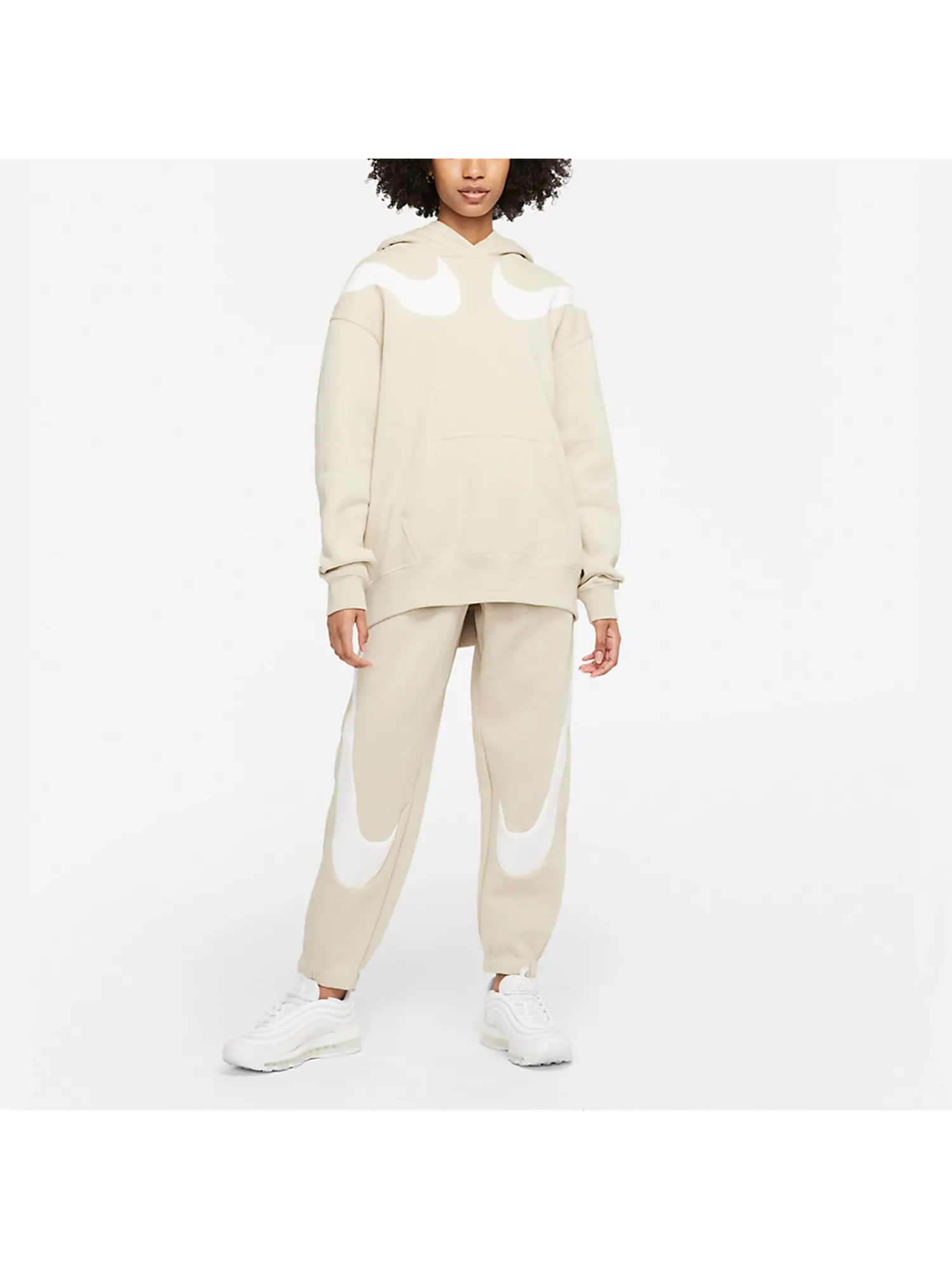Худи (WMNS) Nike As W Nsw Swsh Flc Gx Hoodie Casual Sports Knit Pullover Fleece Creamy White — изображение 3 из 3, бежевый