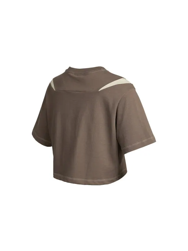Футболка (WMNS) Nike AS W Nike Sportswear SWSH GX MOD CROP SS T IRONSTONE — изображение 2 из 2, коричневый