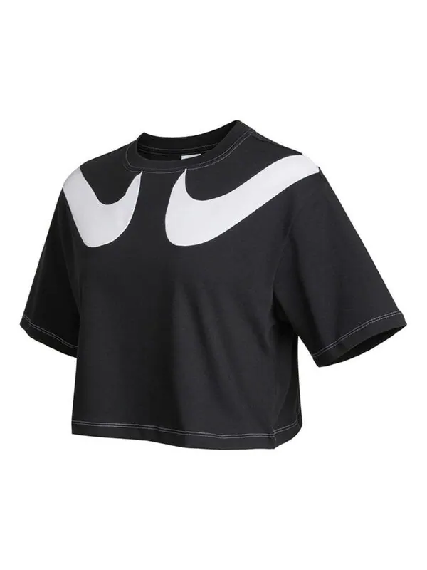 Футболка (WMNS) Nike AS W Nike Sportswear SWSH GX MOD CROP SS T Black — изображение 1 из 4, черный