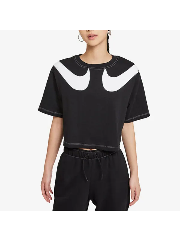 Футболка (WMNS) Nike AS W Nike Sportswear SWSH GX MOD CROP SS T Black — изображение 3 из 4, черный