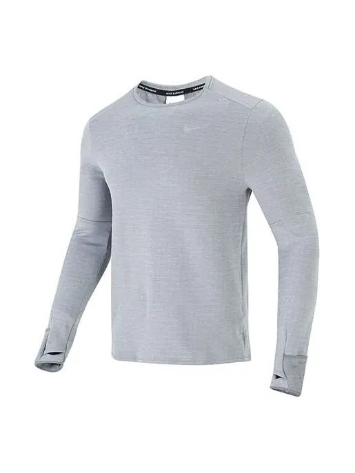 Футболка men's nk tf turf rpl elmnt crew solid color training sports round neck long sleeves gray t-shirt Nike, серый