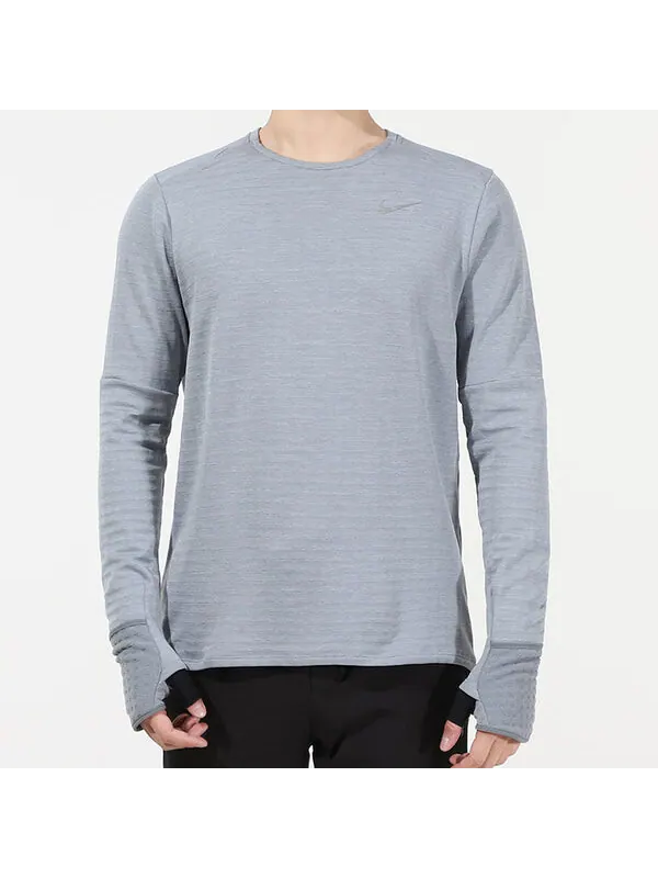 Футболка men's nk tf turf rpl elmnt crew solid color training sports round neck long sleeves gray t-shirt Nike, серый