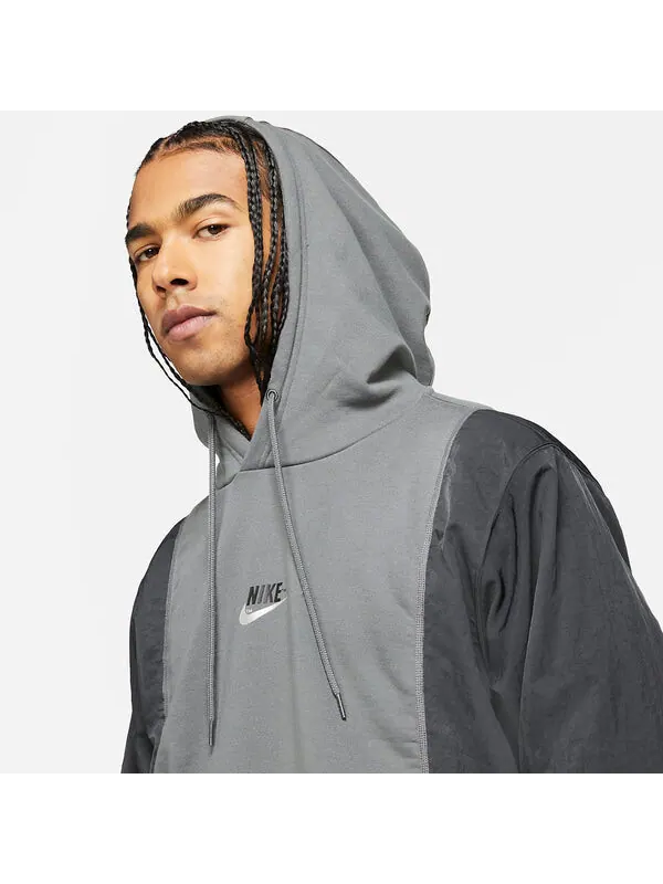 Куртка Nike Sportswear Hoodie 'Grey Black' — изображение 2 из 4, серый