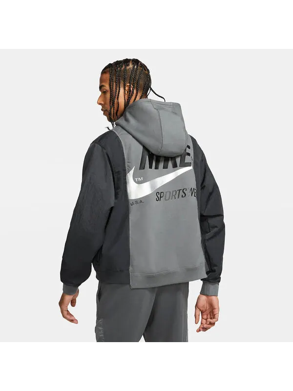 Куртка Nike Sportswear Hoodie 'Grey Black' — изображение 4 из 4, серый