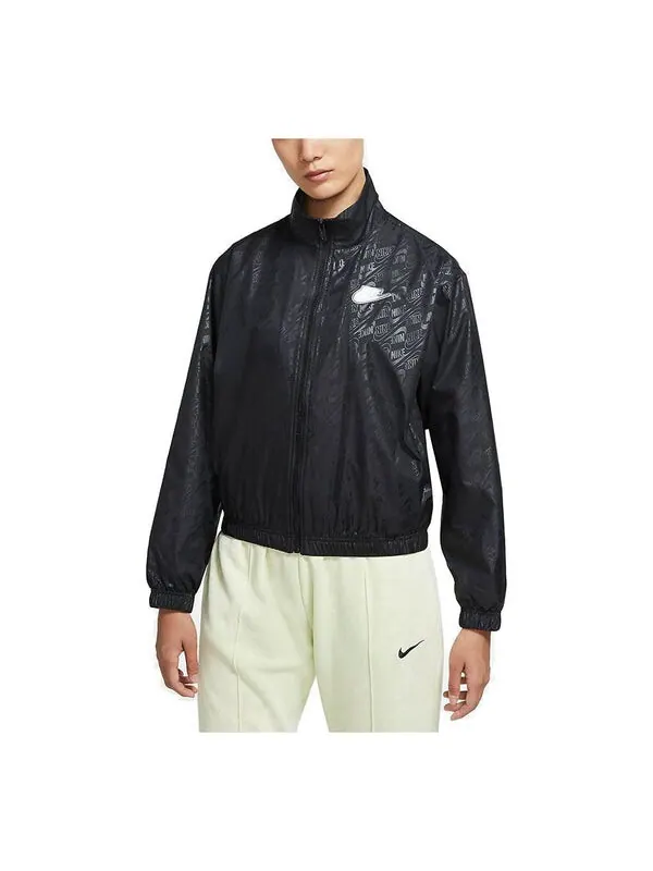 Куртка sportswear full print logo loose sports woven jacket black Nike — изображение 1 из 3, черный