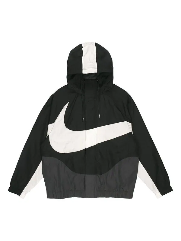 Куртка Men's Nike Sportswear Swoosh Hooded Woven Large Logo Jacket Autumn Black — изображение 1 из 4, черный