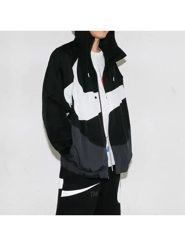 Куртка Men's Nike Sportswear Swoosh Hooded Woven Large Logo Jacket Autumn Black — изображение 3 из 4, черный