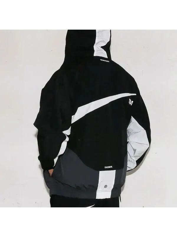 Куртка Men's Nike Sportswear Swoosh Hooded Woven Large Logo Jacket Autumn Black — изображение 4 из 4, черный