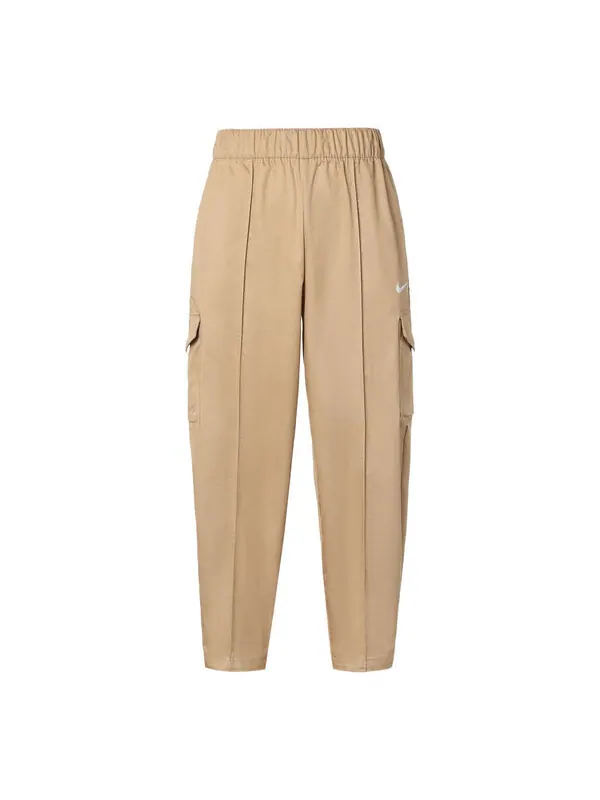 Брюки sportswear essentials woven high waist long pants/trousers yellow Nike — изображение 1 из 4, бежевый