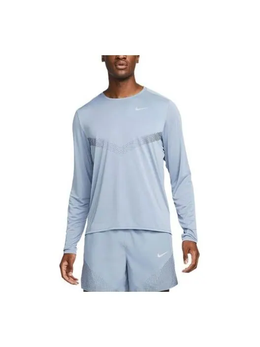 Футболка men's sports fitness training running casual long sleeves blue t-shirt Nike — изображение 1 из 1, синий