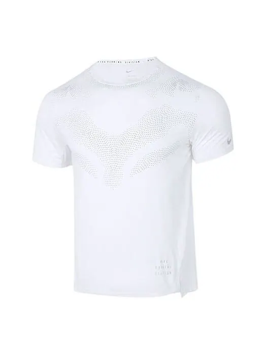 Футболка dri fit run division rise 365 однотонные с круглым вырезом и светоотражающими короткими рукавами Nike, белый