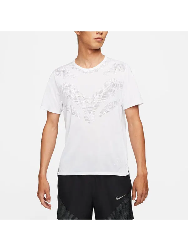 Футболка dri fit run division rise 365 однотонные с круглым вырезом и светоотражающими короткими рукавами Nike, белый