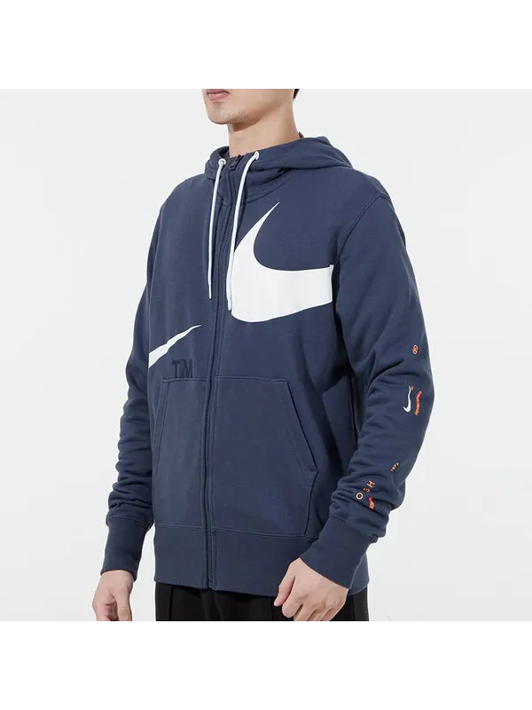 Куртка Nike Large Logo Printing Loose Hooded Jacket Navy Blue — изображение 1 из 1, темно-синий