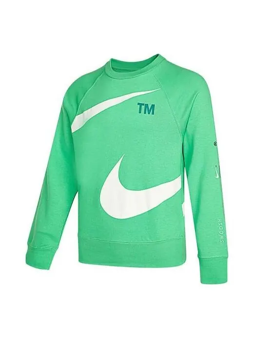 Толстовка Men's Nike Swoosh Ft Crew Large Logo Printing Knit Round Neck Pullover Green — изображение 1 из 4, зеленый