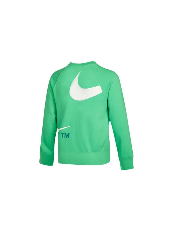 Толстовка Men's Nike Swoosh Ft Crew Large Logo Printing Knit Round Neck Pullover Green — изображение 2 из 4, зеленый